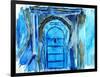 Chefchaouen Morocco Blue Door Watercolor-Markus Bleichner-Framed Art Print