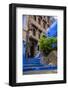 Chefchaouen, Morocco. Cat walking down steps.-Jolly Sienda-Framed Photographic Print