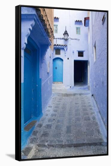 Chefchaouen, Morocco. Narrow Alleyways for Foot Traffic Only-Emily Wilson-Framed Stretched Canvas