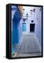 Chefchaouen, Morocco. Narrow Alleyways for Foot Traffic Only-Emily Wilson-Framed Stretched Canvas