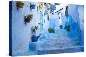 Chefchaouen, Morocco. Narrow Alleyways for Foot Traffic Only-Emily Wilson-Stretched Canvas