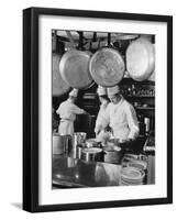 Chefs Cooking in a Restaurant Kitchen at Radio City-Bernard Hoffman-Framed Premium Photographic Print