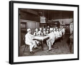 Chefs Eating Lunch at Sherry's Restaurant, New York, 1902-Byron Company-Framed Giclee Print