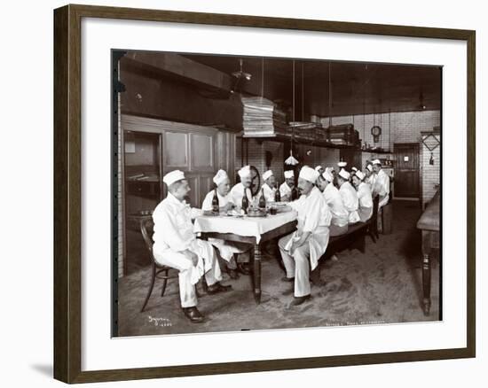 Chefs Eating Lunch at Sherry's Restaurant, New York, 1902-Byron Company-Framed Giclee Print