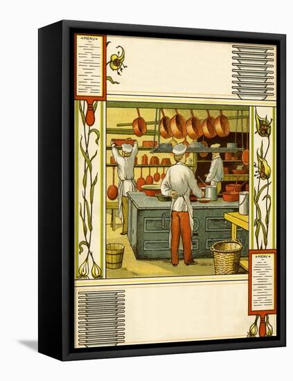 Chefs in French hotel kitchen-Thomas Crane-Framed Stretched Canvas