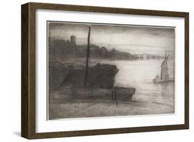 Chelsea Bridge and Church from Sixteen Etchings of Scenes on the Thames and Other Subjects-James Abbott McNeill Whistler-Framed Giclee Print