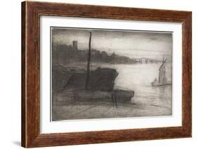 Chelsea Bridge and Church from Sixteen Etchings of Scenes on the Thames and Other Subjects-James Abbott McNeill Whistler-Framed Giclee Print