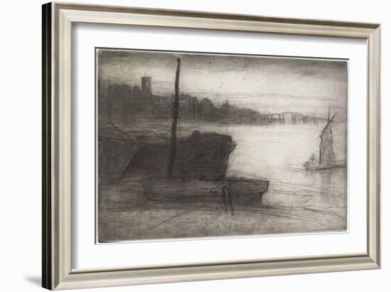 Chelsea Bridge and Church from Sixteen Etchings of Scenes on the Thames and Other Subjects-James Abbott McNeill Whistler-Framed Giclee Print