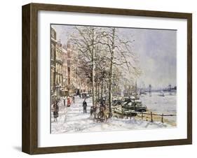 Chelsea: Cheyne Walk under Snow-John Sutton-Framed Giclee Print