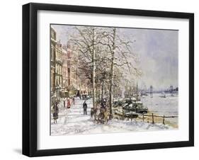 Chelsea: Cheyne Walk under Snow-John Sutton-Framed Giclee Print