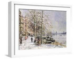 Chelsea: Cheyne Walk under Snow-John Sutton-Framed Giclee Print