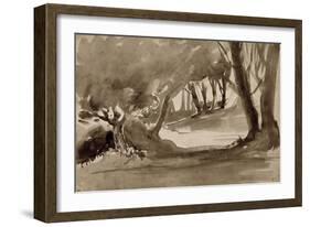 Chemin éclairé dans un sous-bois-Eugene Delacroix-Framed Giclee Print