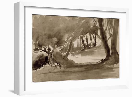 Chemin éclairé dans un sous-bois-Eugene Delacroix-Framed Giclee Print