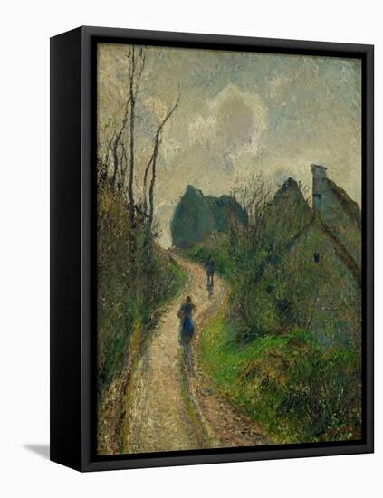 Chemin montant a Osny - ascending path in Osny, 1883. Oil on canvas, 55,5 x 46,2 cm.-Camille Pissarro-Framed Stretched Canvas