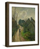 Chemin montant a Osny - ascending path in Osny, 1883. Oil on canvas, 55,5 x 46,2 cm.-Camille Pissarro-Framed Giclee Print