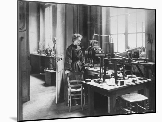 Chemist Marie Curie in Her Laboratory-null-Mounted Premium Photographic Print