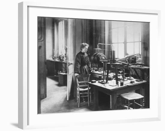 Chemist Marie Curie in Her Laboratory-null-Framed Premium Photographic Print