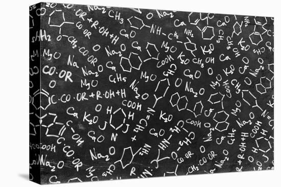 Chemistry Formulas on Black Chalkboard-pashabo-Stretched Canvas