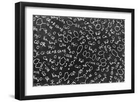 Chemistry Formulas on Black Chalkboard-pashabo-Framed Art Print