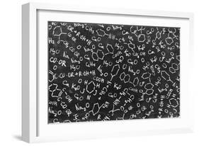 Chemistry Formulas on Black Chalkboard-pashabo-Framed Art Print