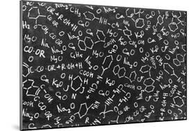 Chemistry Formulas on Black Chalkboard-pashabo-Mounted Art Print