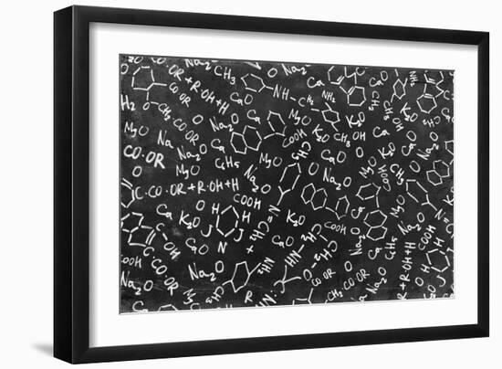 Chemistry Formulas on Black Chalkboard-pashabo-Framed Premium Giclee Print