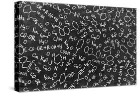 Chemistry Formulas on Black Chalkboard-pashabo-Stretched Canvas
