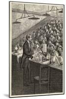 Chemistry Professor Holding a Glass Vessel Holds Forth in a Parisian Lecture Hall-null-Mounted Art Print