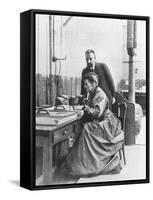 Chemists Pierre Curie and Wife Marie Curie in Their Laboratory-null-Framed Stretched Canvas