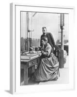 Chemists Pierre Curie and Wife Marie Curie in Their Laboratory-null-Framed Premium Photographic Print