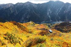 Aerial Panorama of a Scenic Cable Car Flying over the Beautiful Autumn Valley in Tateyama Kurobe Al-CHEN MIN CHUN-Photographic Print