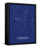 Chengdu, China Blue Map-null-Framed Stretched Canvas