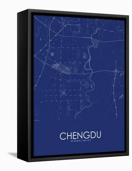 Chengdu, China Blue Map-null-Framed Stretched Canvas