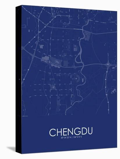 Chengdu, China Blue Map-null-Stretched Canvas