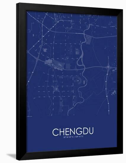 Chengdu, China Blue Map-null-Framed Poster