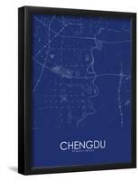 Chengdu, China Blue Map-null-Framed Poster
