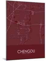 Chengdu, China Red Map-null-Mounted Poster