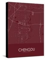Chengdu, China Red Map-null-Stretched Canvas