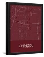 Chengdu, China Red Map-null-Framed Poster