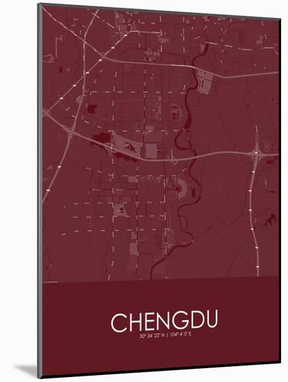 Chengdu, China Red Map-null-Mounted Poster