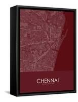 Chennai, India Red Map-null-Framed Stretched Canvas