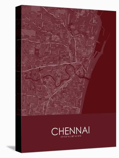 Chennai, India Red Map-null-Stretched Canvas