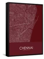 Chennai, India Red Map-null-Framed Stretched Canvas