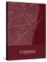 Chennai, India Red Map-null-Stretched Canvas