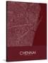 Chennai, India Red Map-null-Stretched Canvas