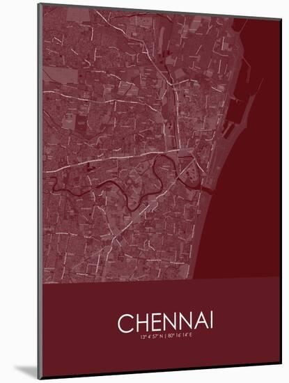 Chennai, India Red Map-null-Mounted Poster