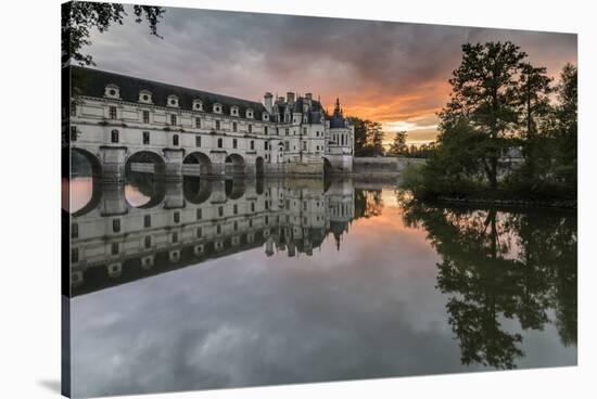 Chenonceau castle reflected in the Loire at sunset, UNESCO World Heritage Site, Chenonceaux, Indre--Francesco Vaninetti-Stretched Canvas