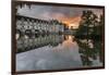 Chenonceau castle reflected in the Loire at sunset, UNESCO World Heritage Site, Chenonceaux, Indre--Francesco Vaninetti-Framed Photographic Print