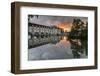 Chenonceau castle reflected in the Loire at sunset, UNESCO World Heritage Site, Chenonceaux, Indre--Francesco Vaninetti-Framed Photographic Print