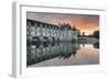 Chenonceau castle reflected on the Loire at sunset, Chenonceaux, Indre-et-Loire, Loire Valley, Cent-Francesco Vaninetti-Framed Photographic Print